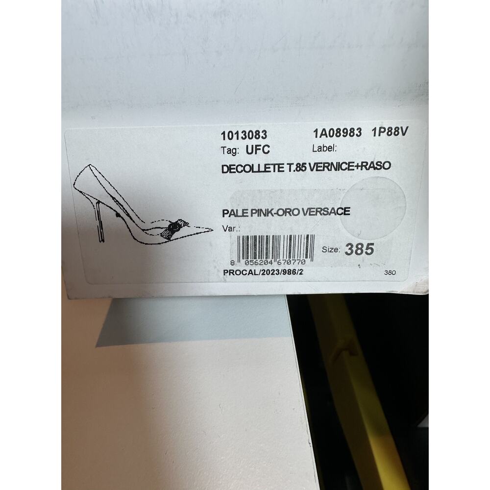 Authentic Versace Pink Patent Leather Pointed Toe Heels Medusa Size 38.5 - Picture 12 of 12